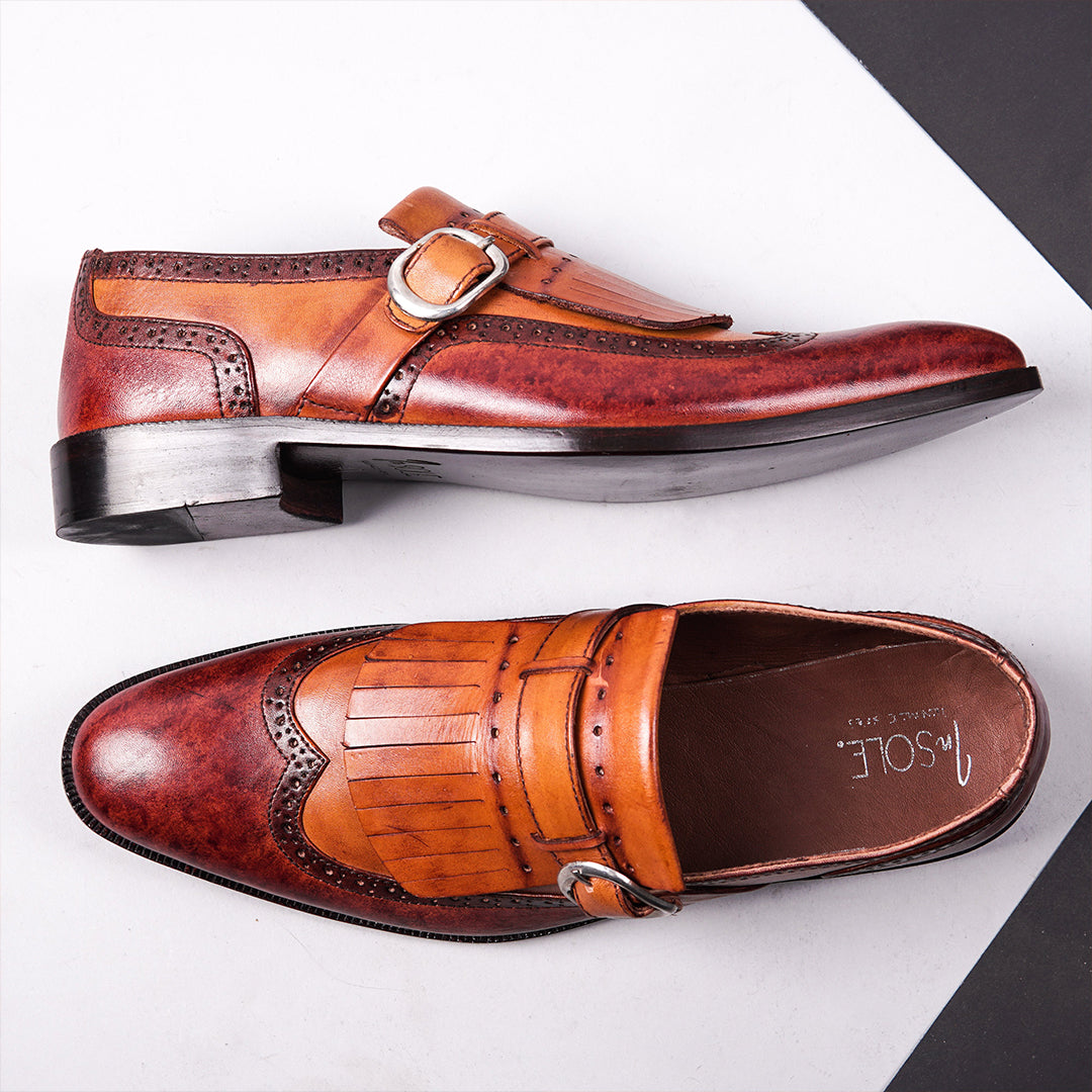 Wing Tip Patina Red Latest Handmade Leather Shoes