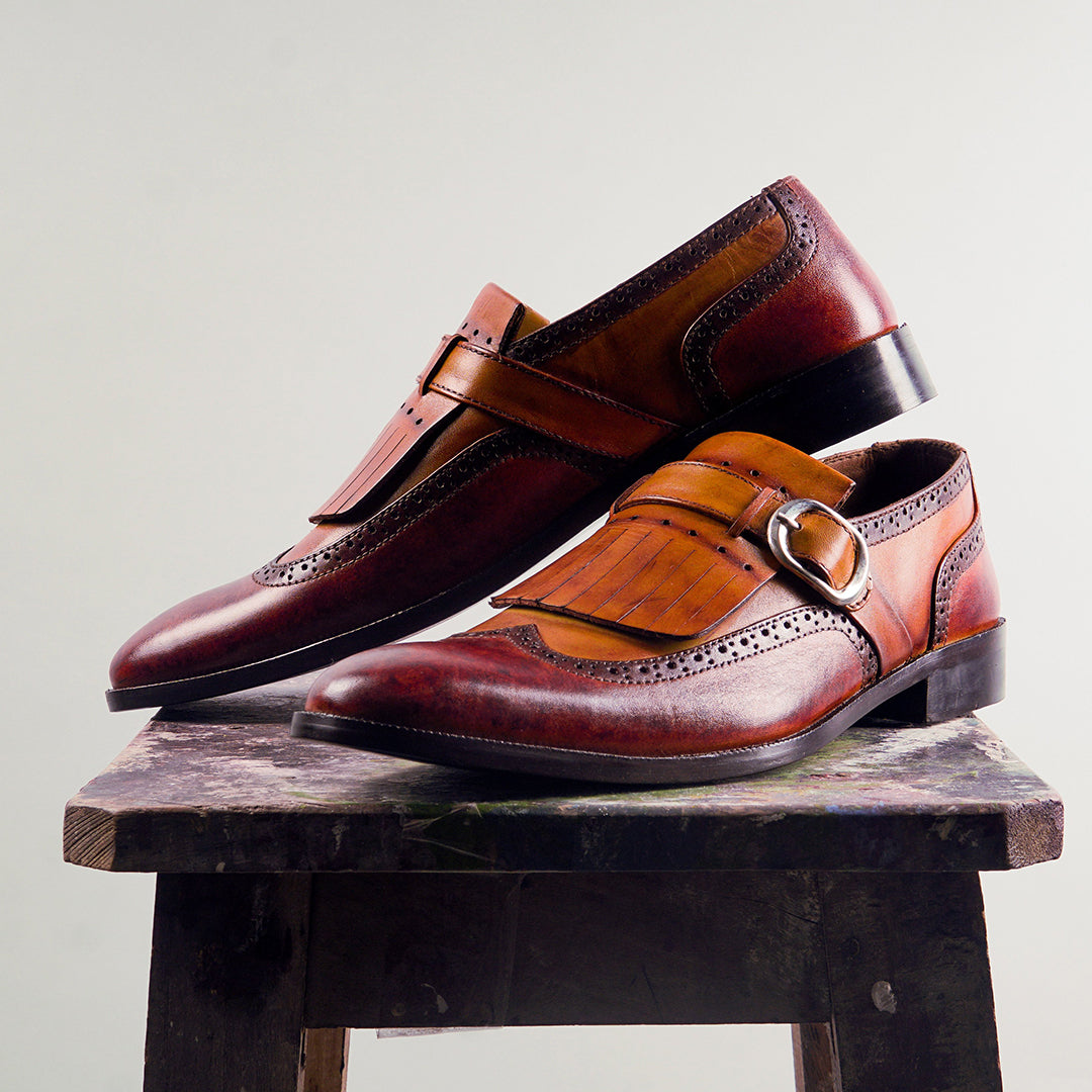 Wing Tip Patina Red Latest Handmade Leather Shoes